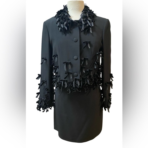 MOSCHINO Cheap & Chic 2pc Black Crepe Jacket Skirt w/Velvet Bows Sz 44/10 NEW - Picture 13 of 13